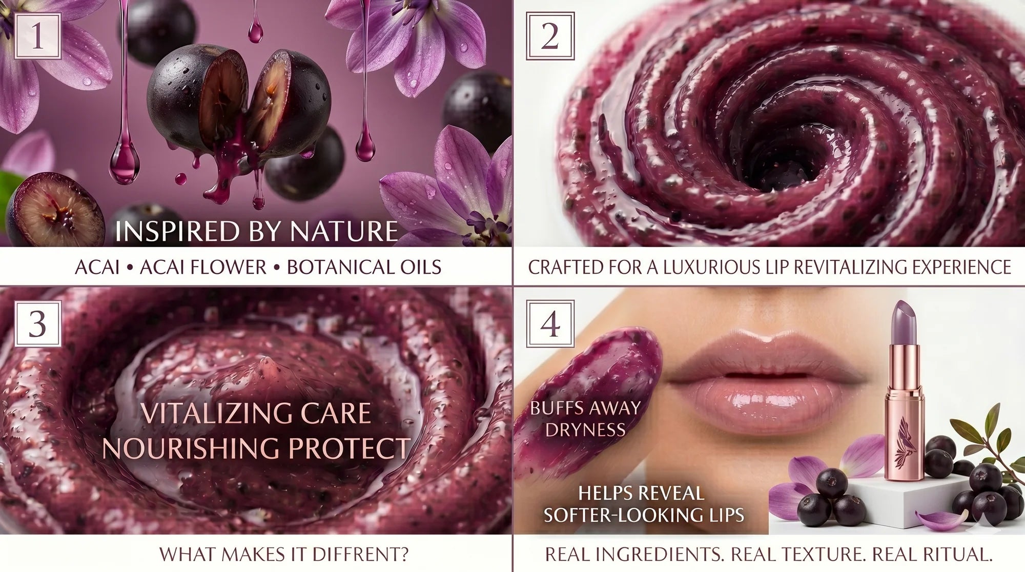 Lip Balm for Dry Lips with Anti- Oxidant Acai Berry