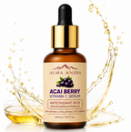 Alma Andes Acai Berry Vitamin C Serum bottle with dropper on a white background