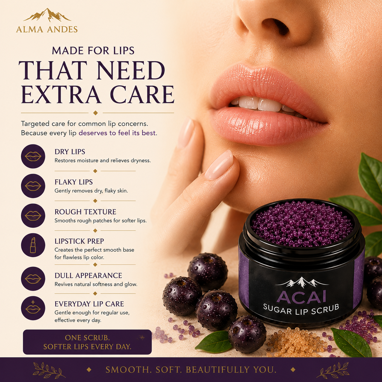 Natural Vitamin C Lip Scrub with Antioxidant Acai Berry - Slide 6