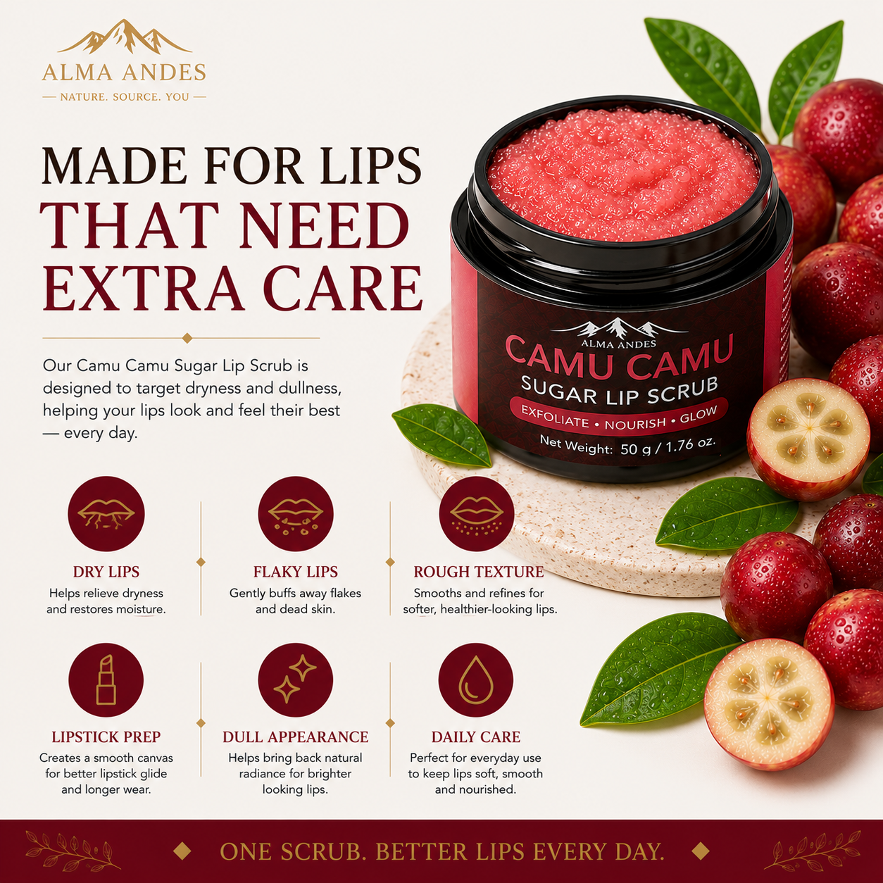 Natural Vitamin C  Lip Scrub with Camu Camu - Slide 5