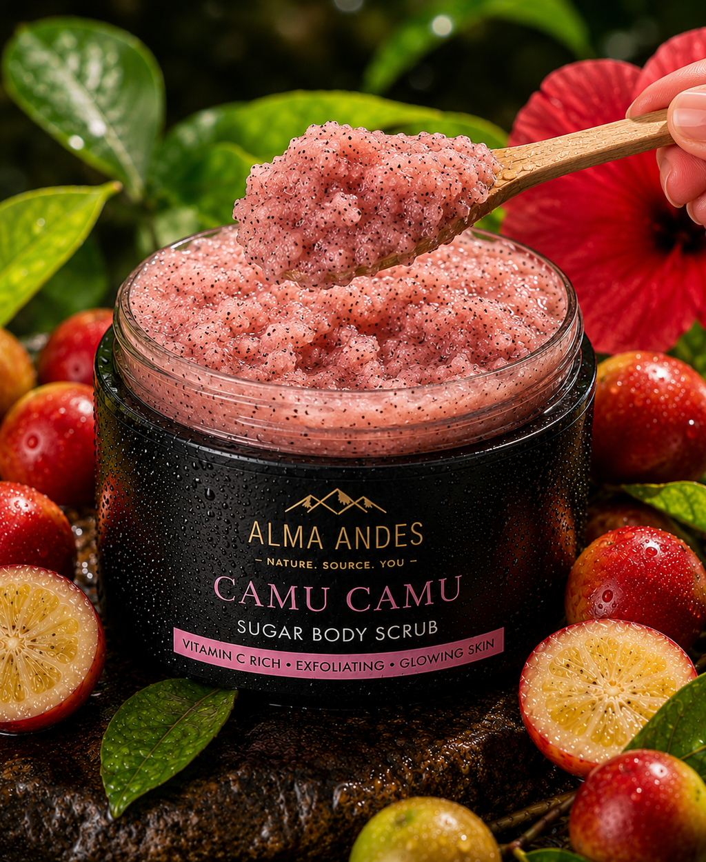Camu Camu body scrub for glowing smooth skin