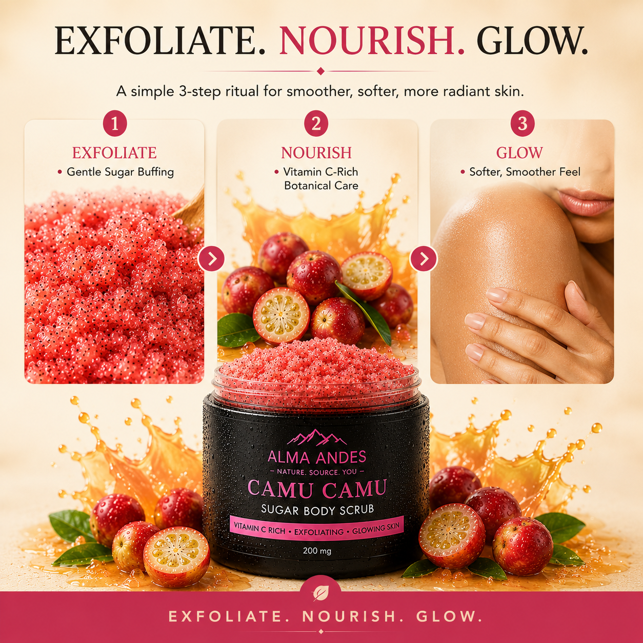 Highest Vitamin C Body Scrub with Camu Camu - Slide 2