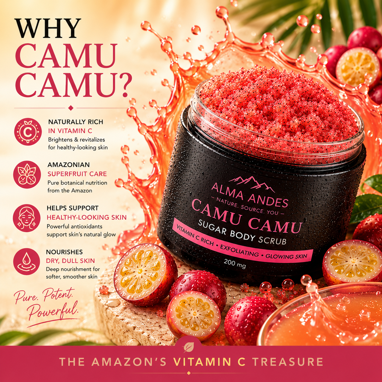 Highest Vitamin C Body Scrub with Camu Camu - Slide 3