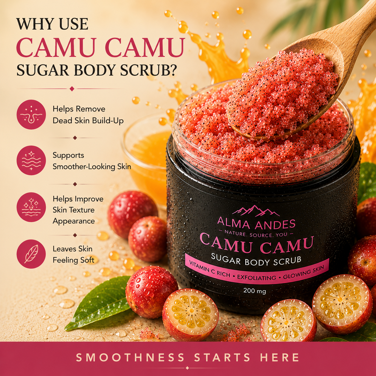Highest Vitamin C Body Scrub with Camu Camu - Slide 4