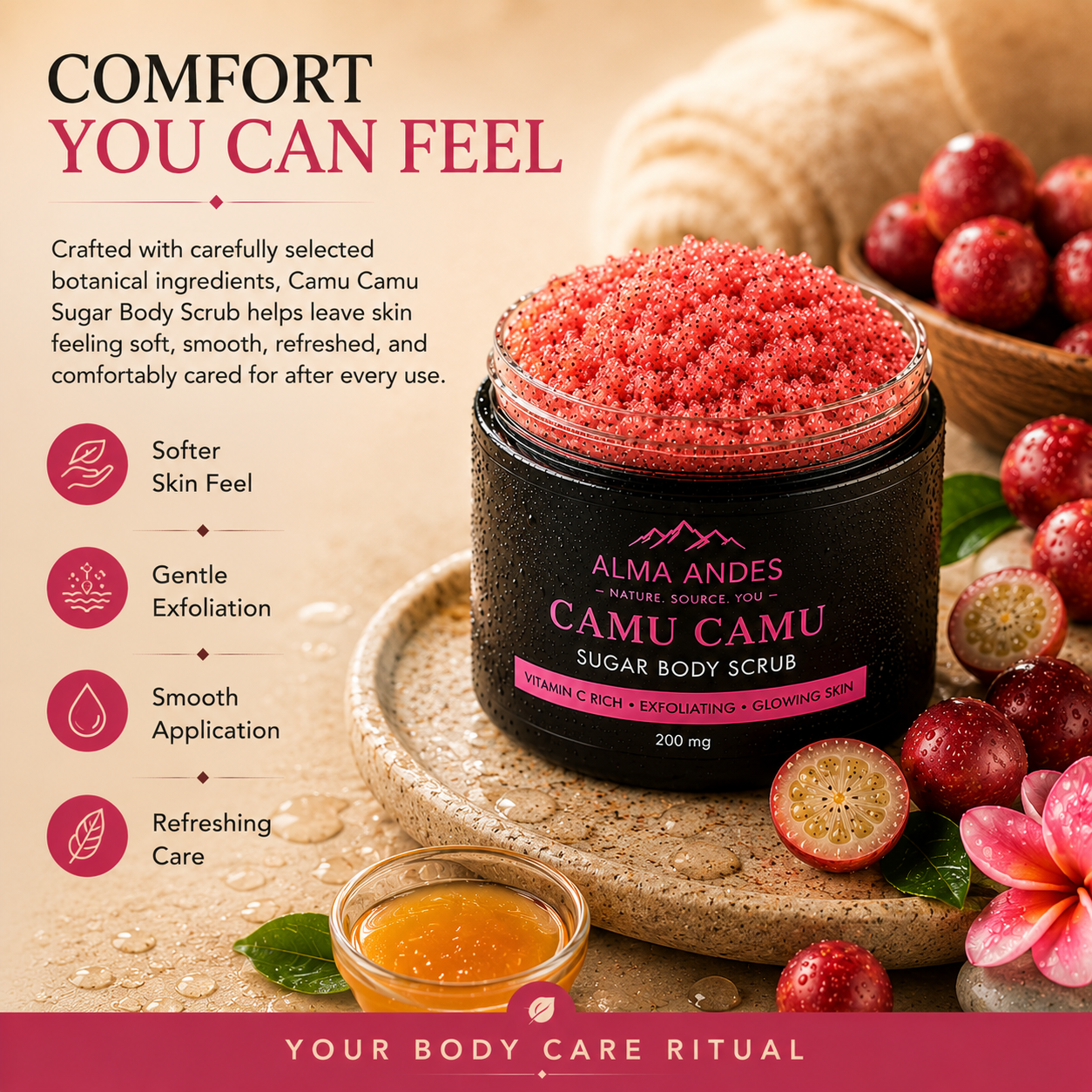 Highest Vitamin C Body Scrub with Camu Camu - Slide 5