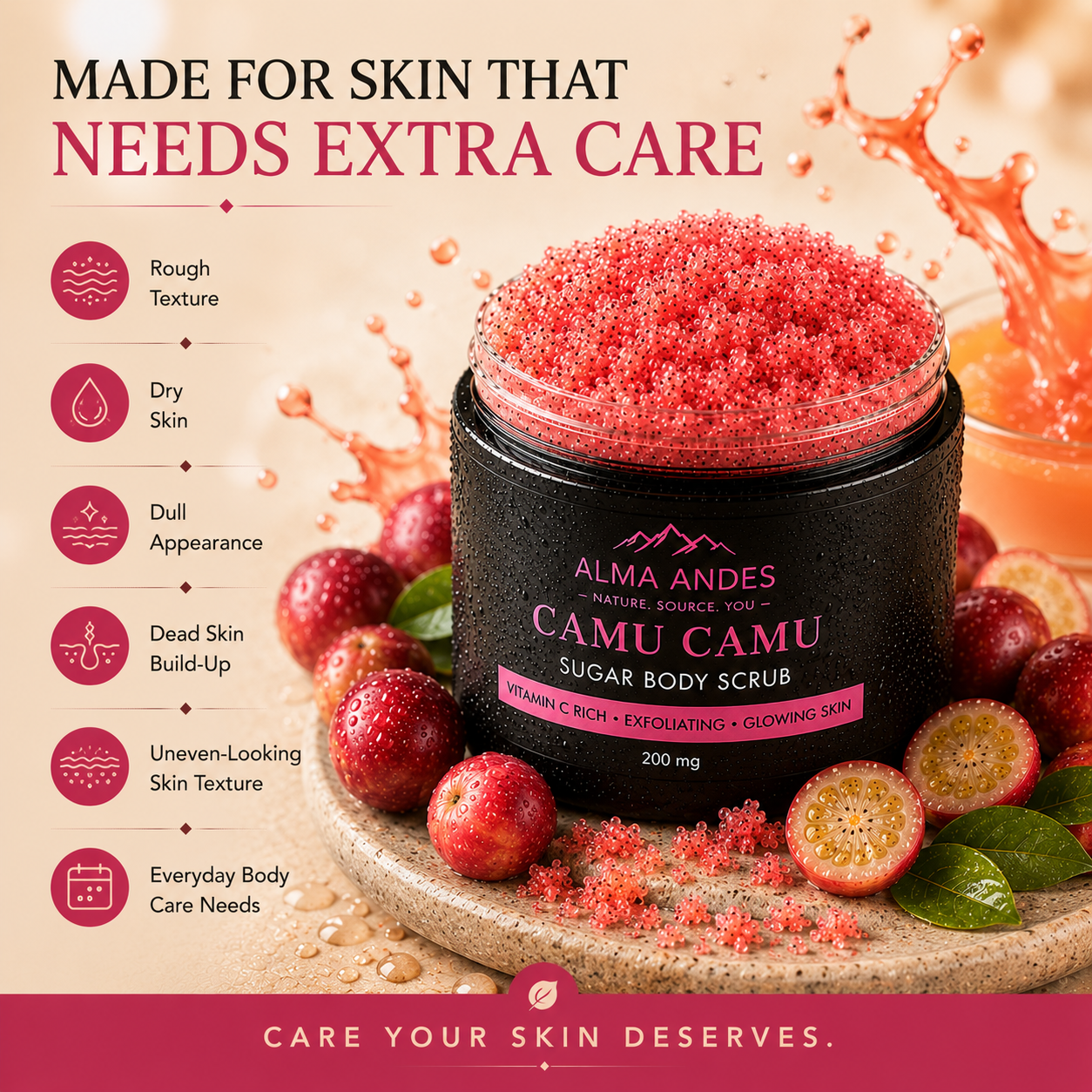 Highest Vitamin C Body Scrub with Camu Camu - Slide 6