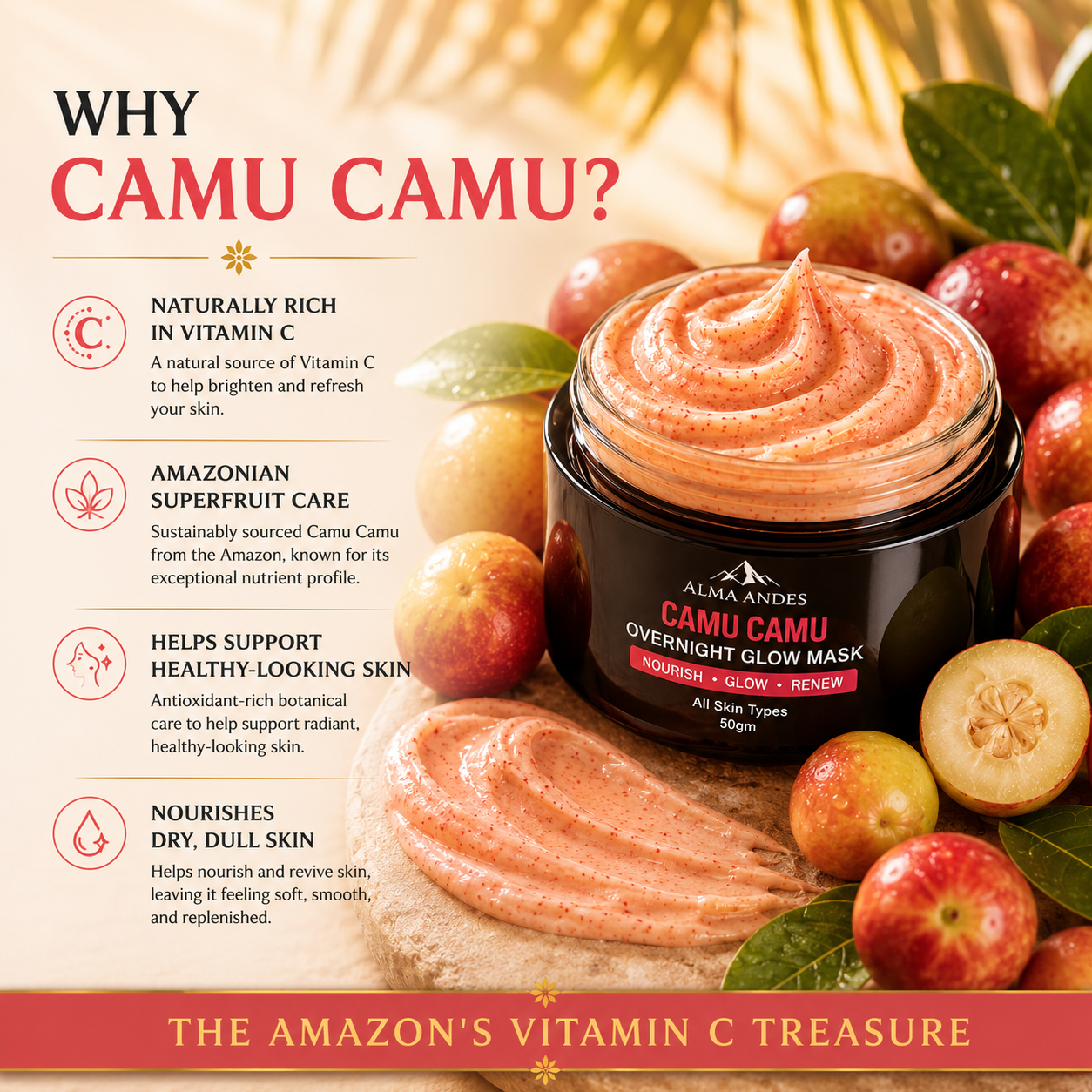 Anti Aging Face Cream with Vitamin C of Camu Camu - Slide 2