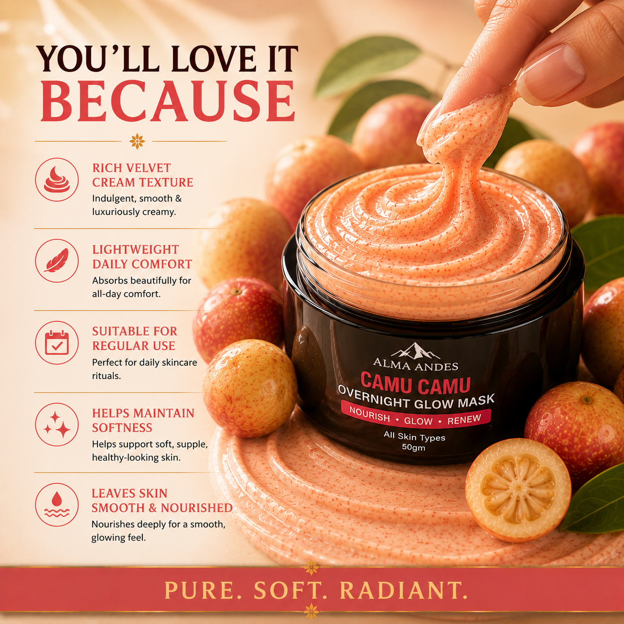 Anti Aging Face Cream with Vitamin C of Camu Camu - Slide 7
