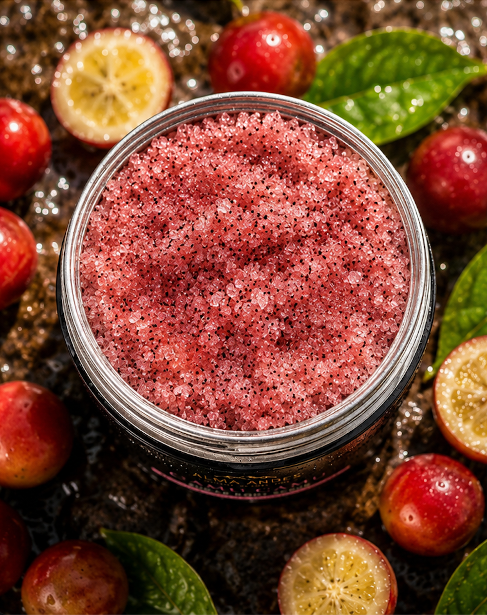 Luxury Camu Camu scrub for exfoliation and glow