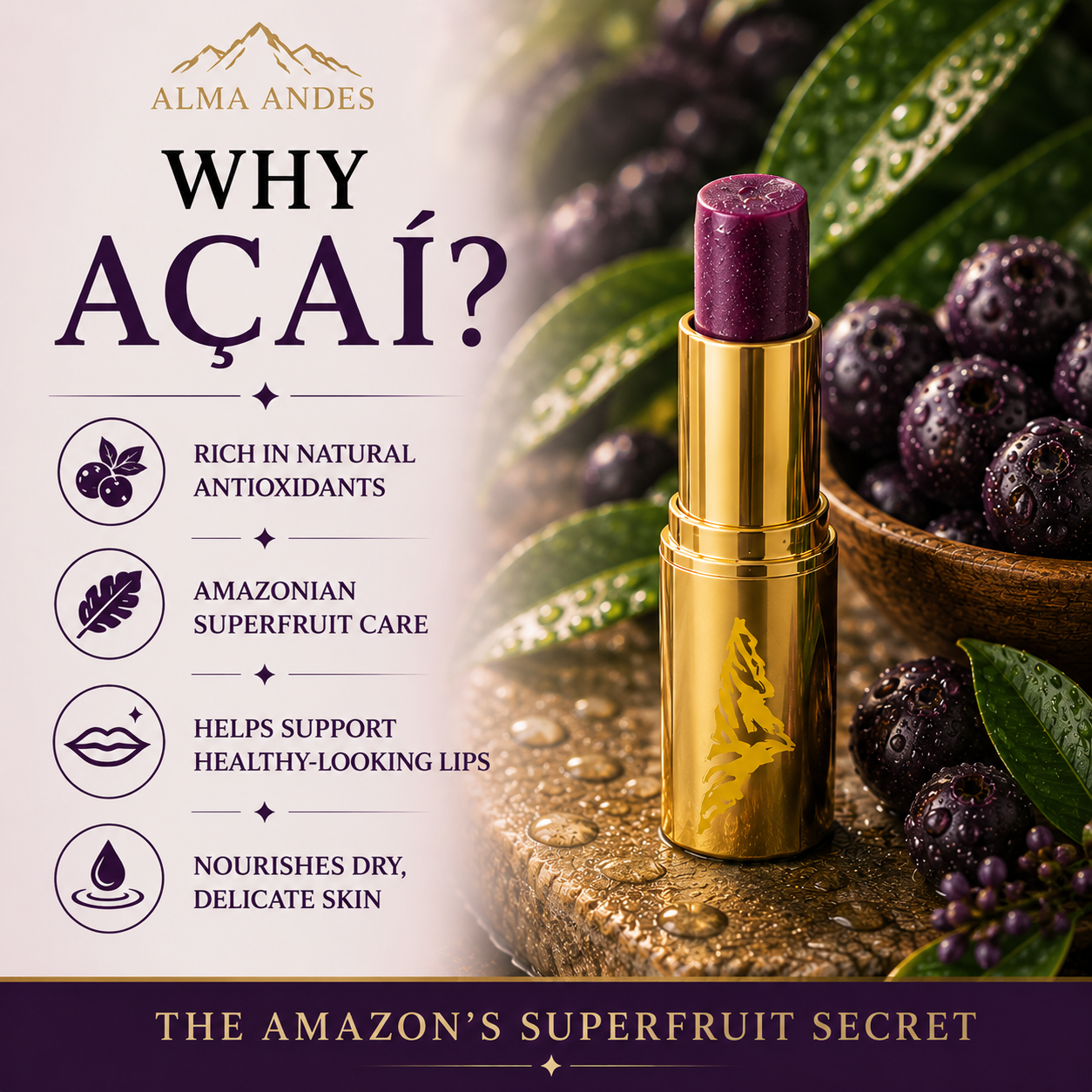 Lip Balm for Dry Lips with Anti- Oxidant Acai Berry - Slide 4