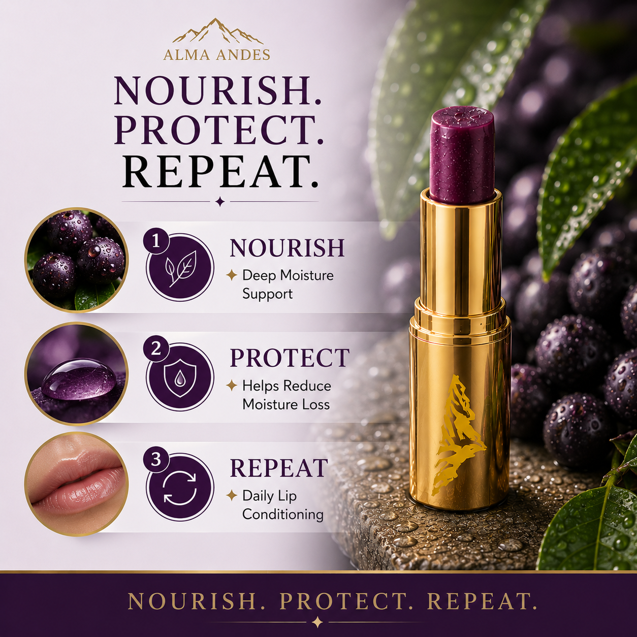 Lip Balm for Dry Lips with Anti- Oxidant Acai Berry - Slide 5