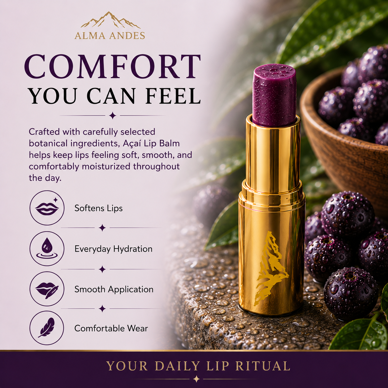 Lip Balm for Dry Lips with Anti- Oxidant Acai Berry - Slide 3