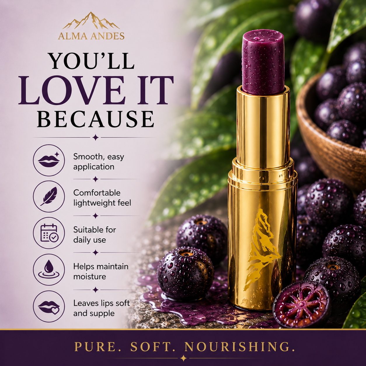 Lip Balm for Dry Lips with Anti- Oxidant Acai Berry - Slide 6