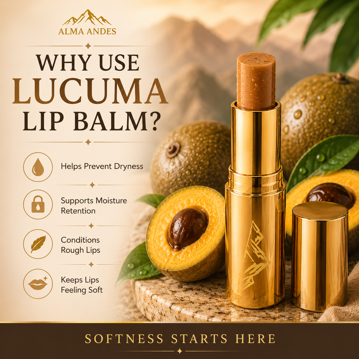 Lip Balm for Dry Lips with High Collagen of Lucuma Fruit - Slide 4
