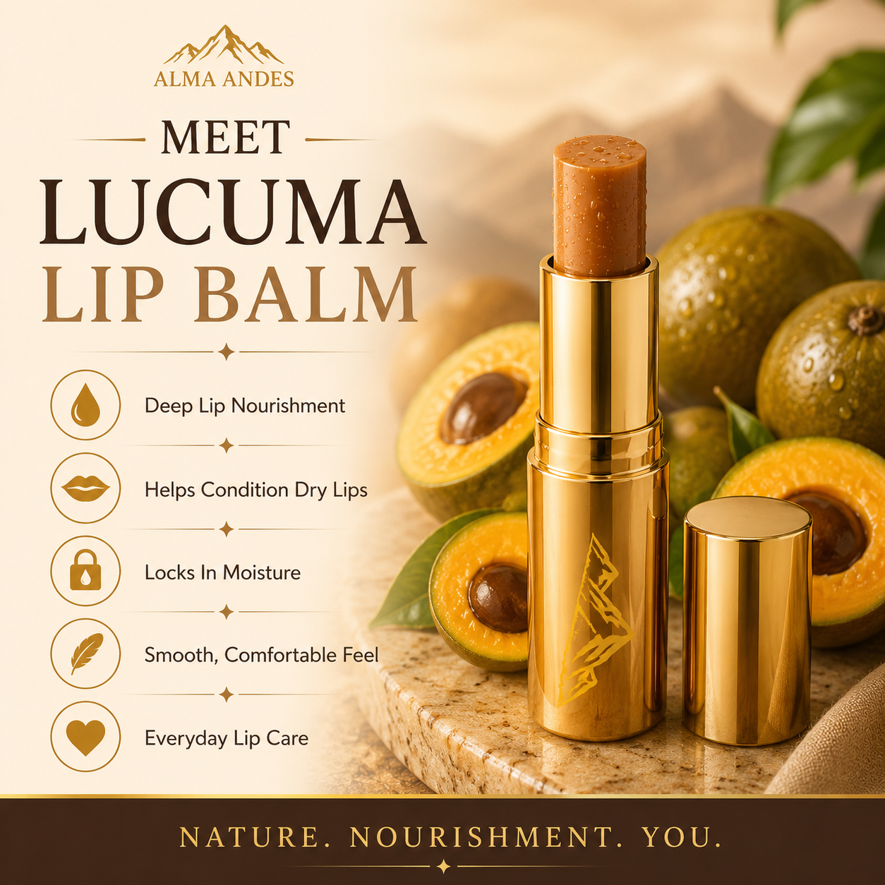 Lip Balm for Dry Lips with High Collagen of Lucuma Fruit - Slide 1