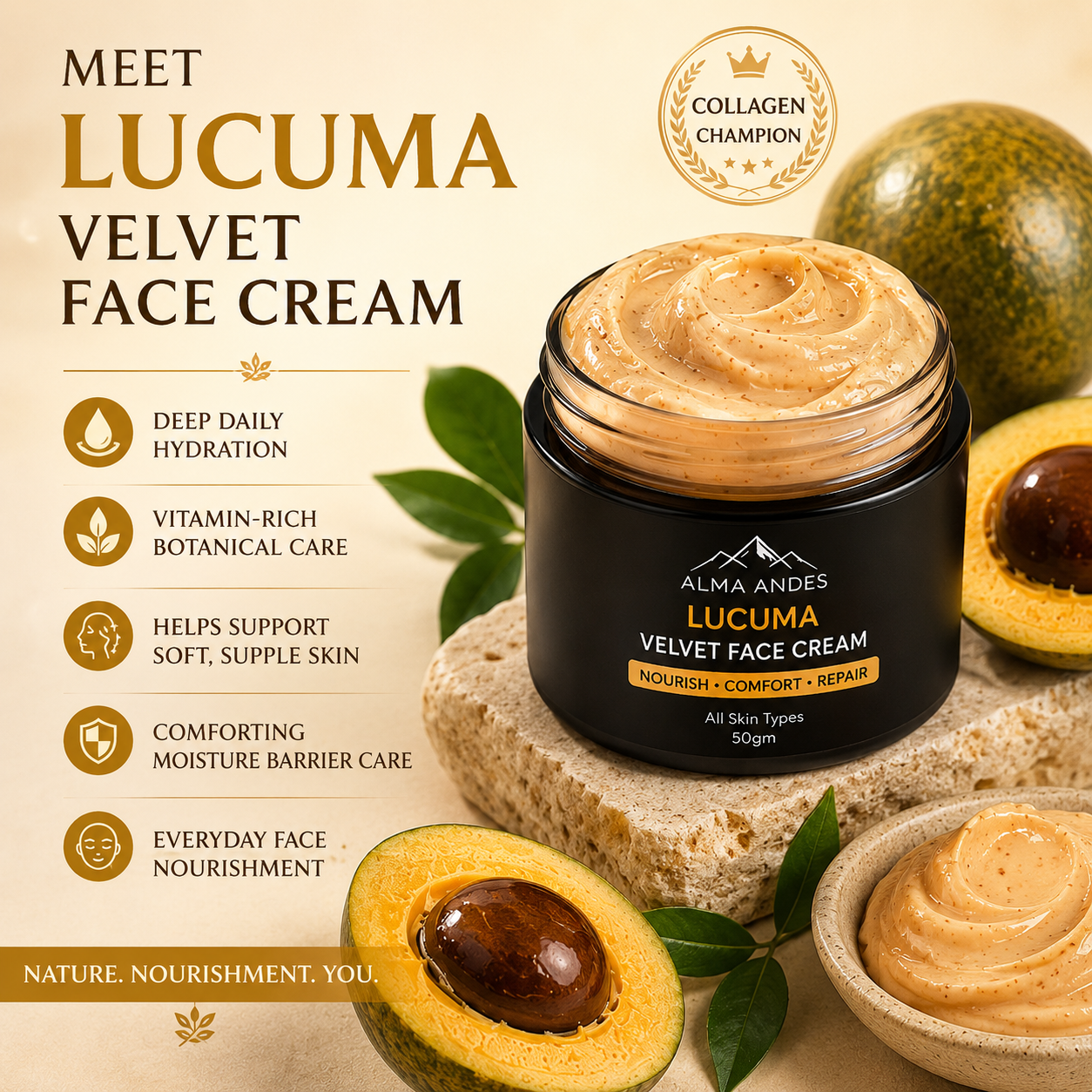 Anti Blemish Face Cream with High Collagen of Lucuma - Slide 1