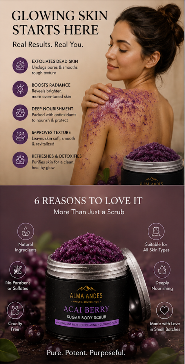 Acai Berry Sugar Body Scrub – Glow & Boosting