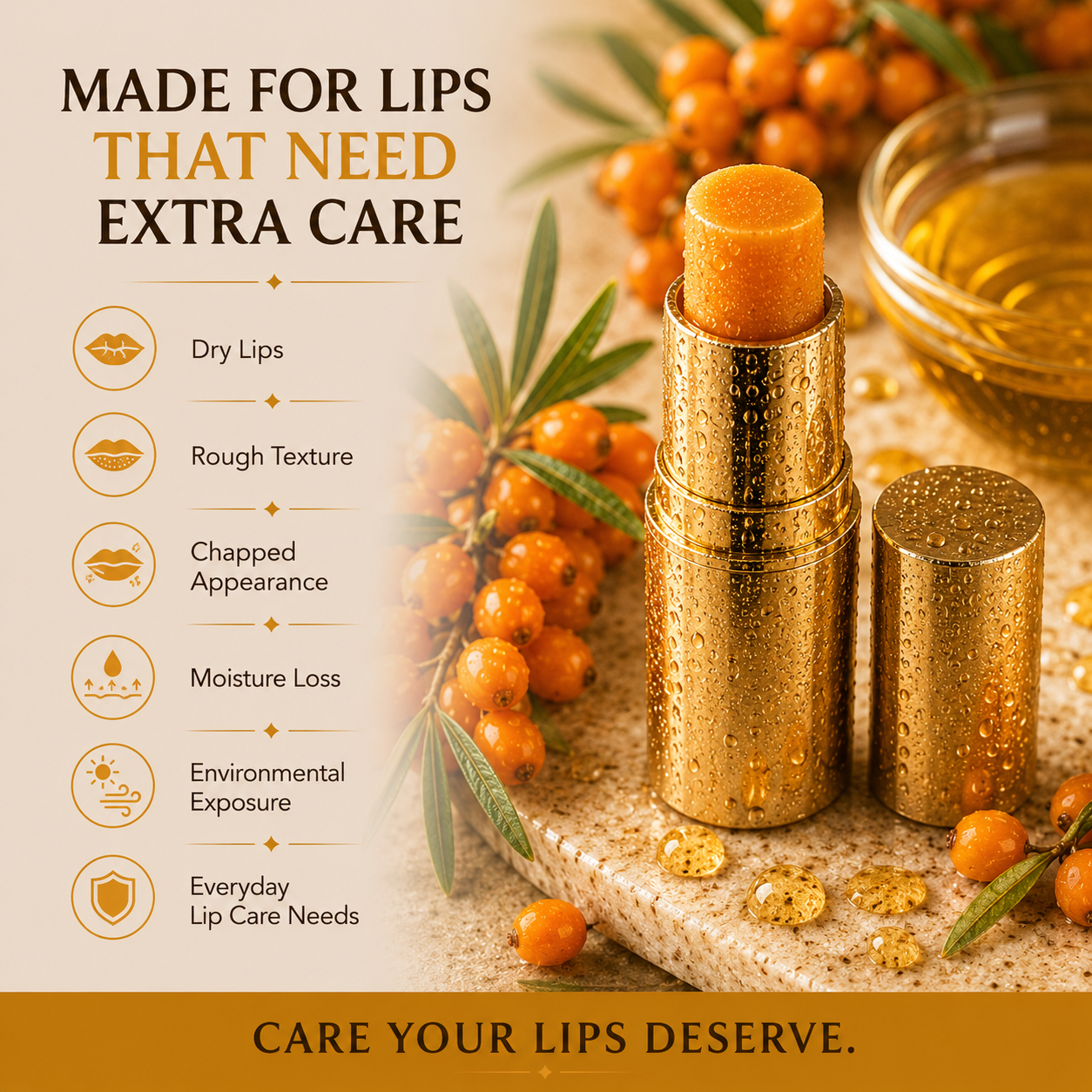 Lip Balm For Dry Lips with Vitamin C of Sea Buckthorn - Slide 6