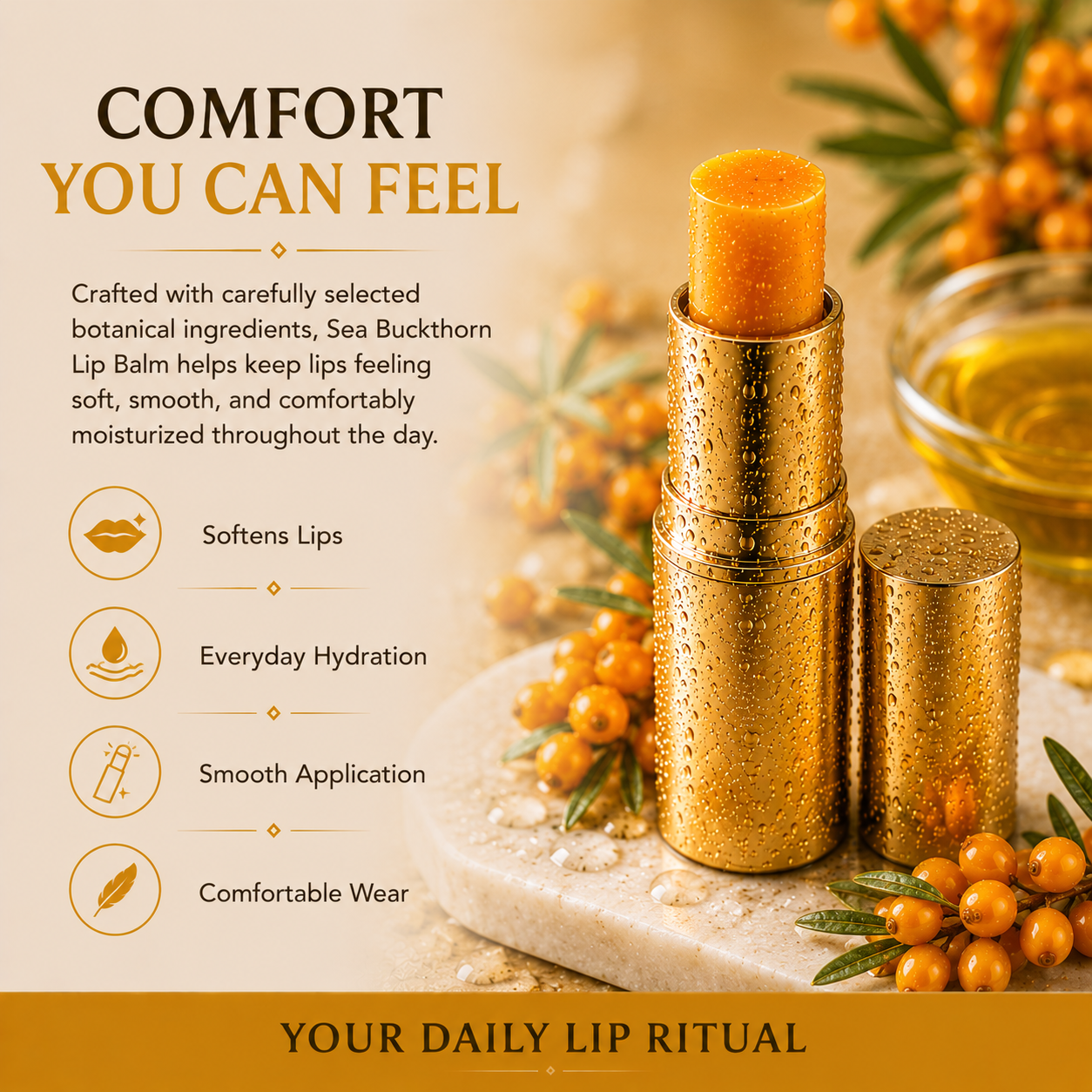 Lip Balm For Dry Lips with Vitamin C of Sea Buckthorn - Slide 5