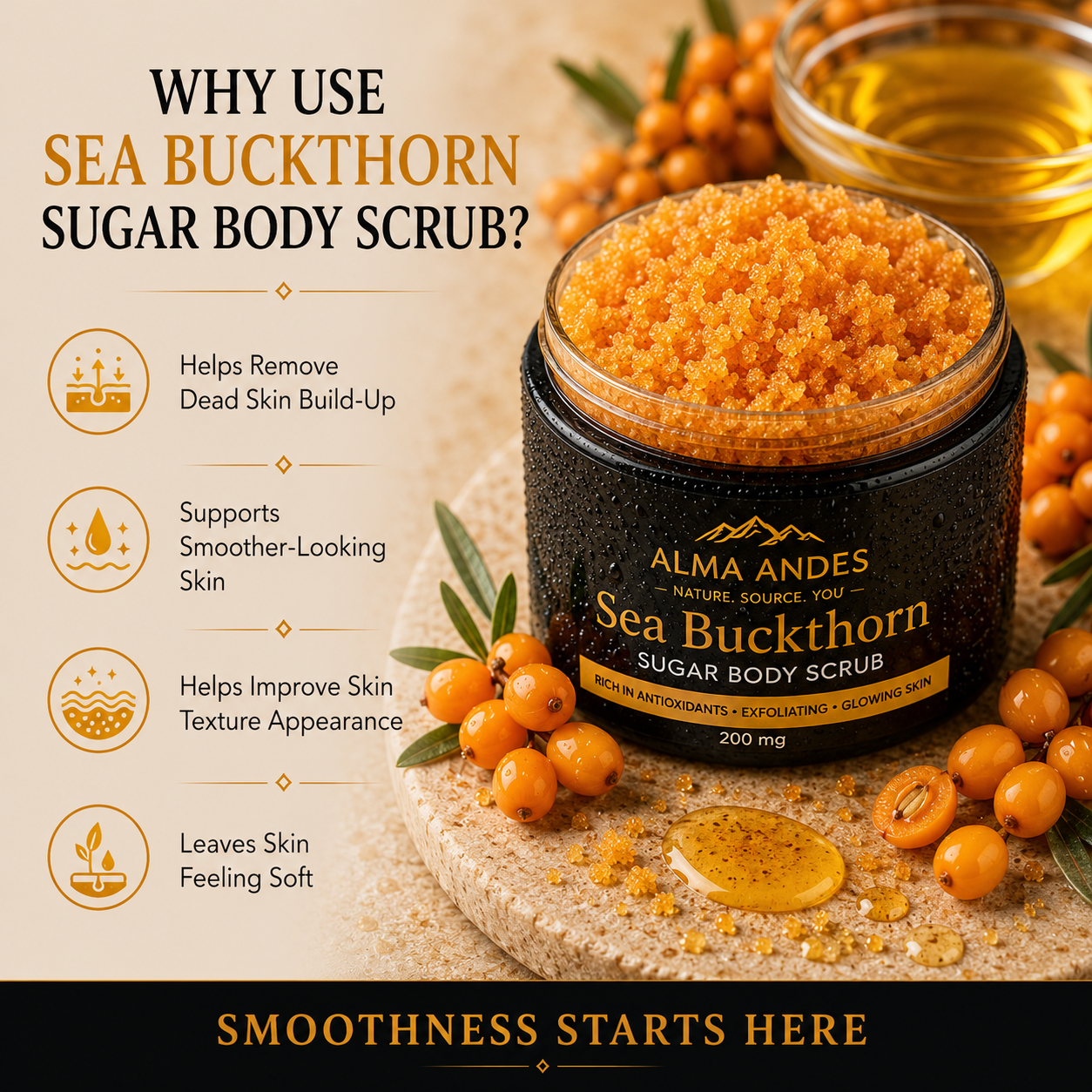Natural Vitamin C Body Scrub with Seabuckthorn Fruit - Slide 2