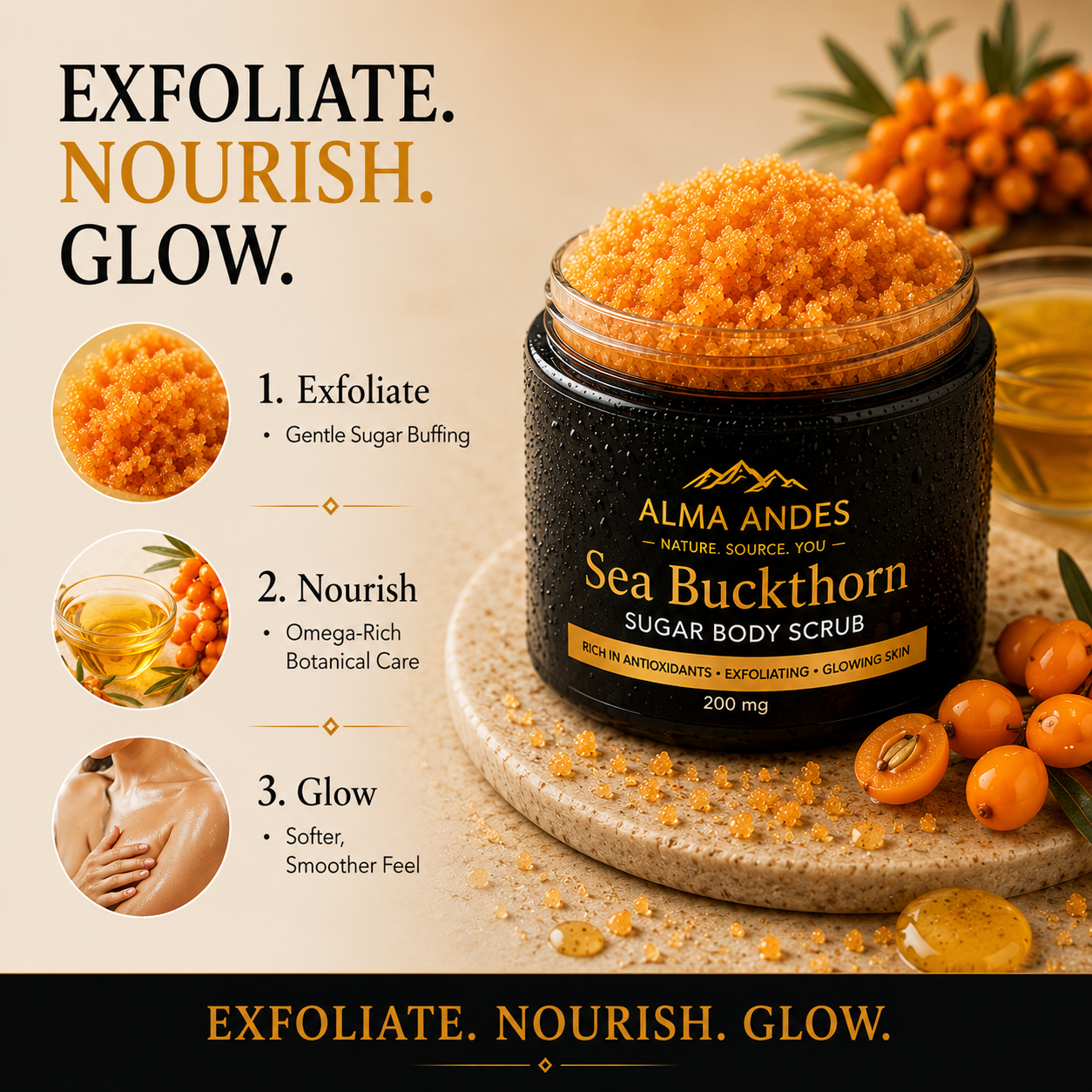 Natural Vitamin C Body Scrub with Seabuckthorn Fruit - Slide 3