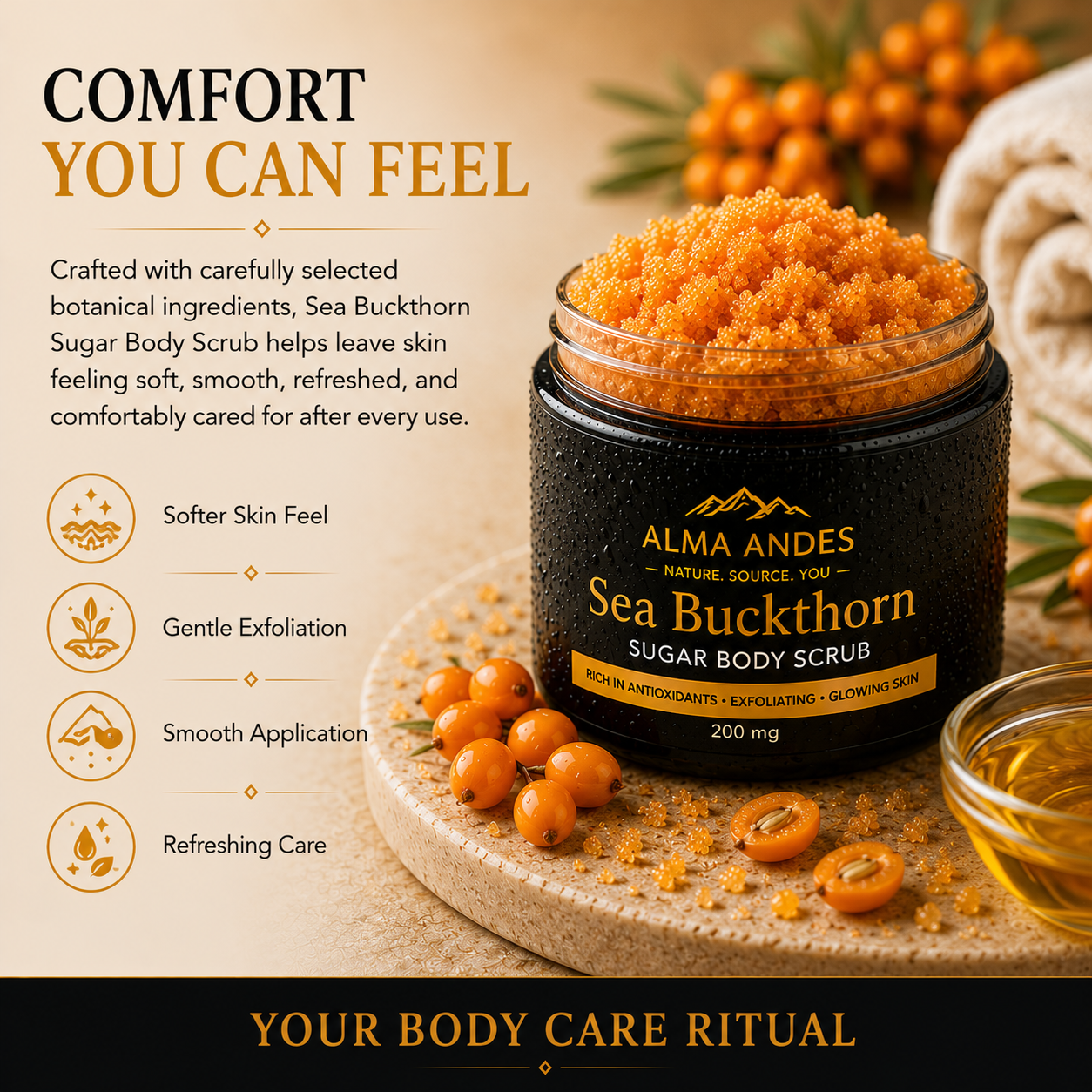 Natural Vitamin C Body Scrub with Seabuckthorn Fruit - Slide 4