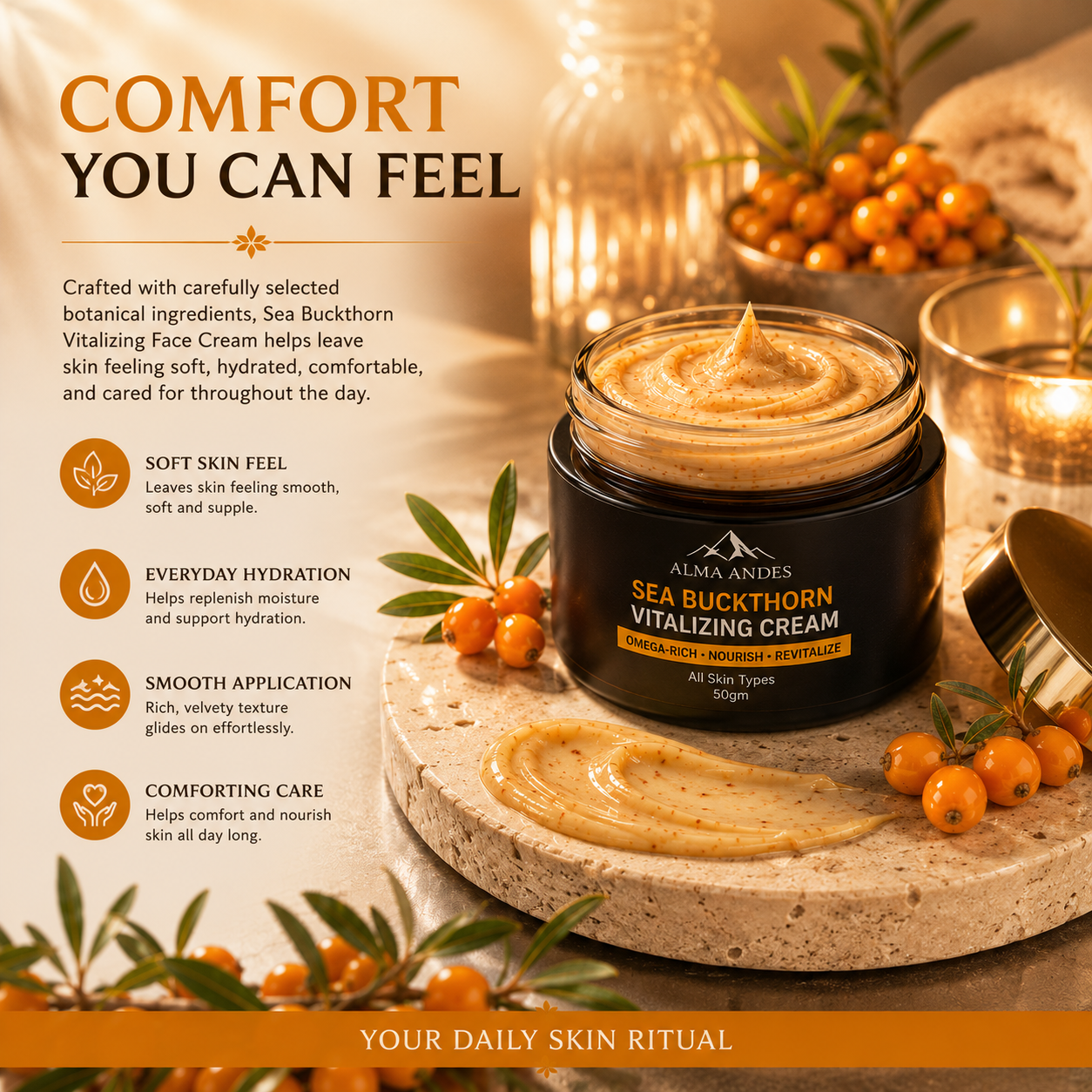 Face Vitalizing Cream with Sea Buckthorn & Omega 7 - Slide 5