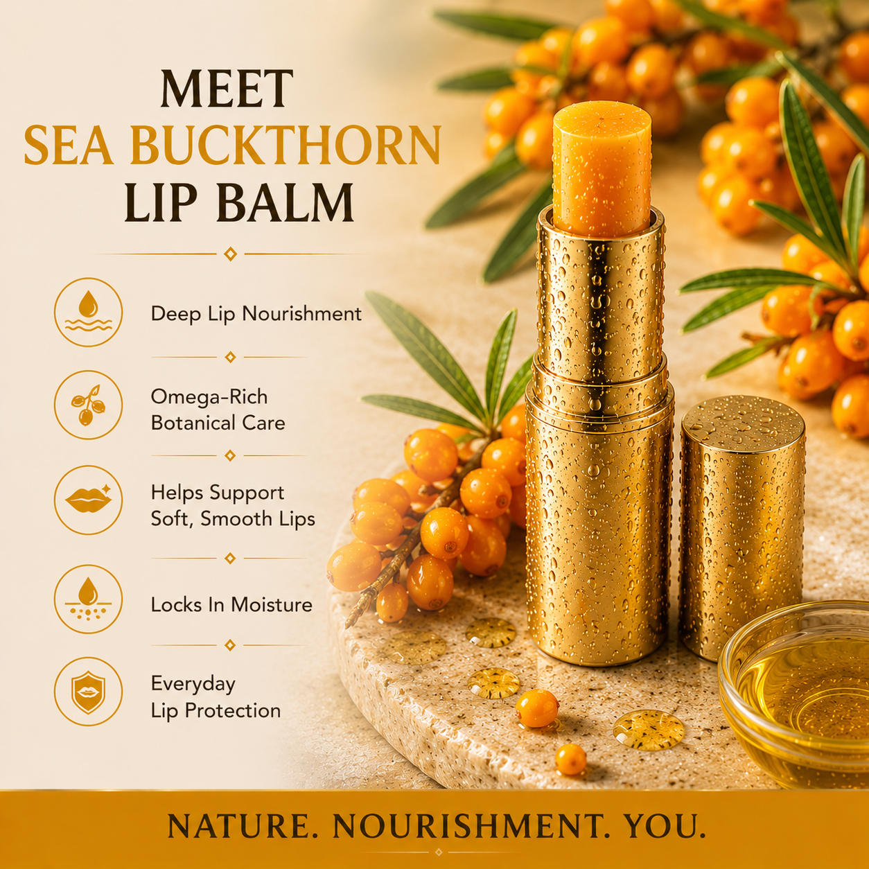 Lip Balm For Dry Lips with Vitamin C of Sea Buckthorn - Slide 1