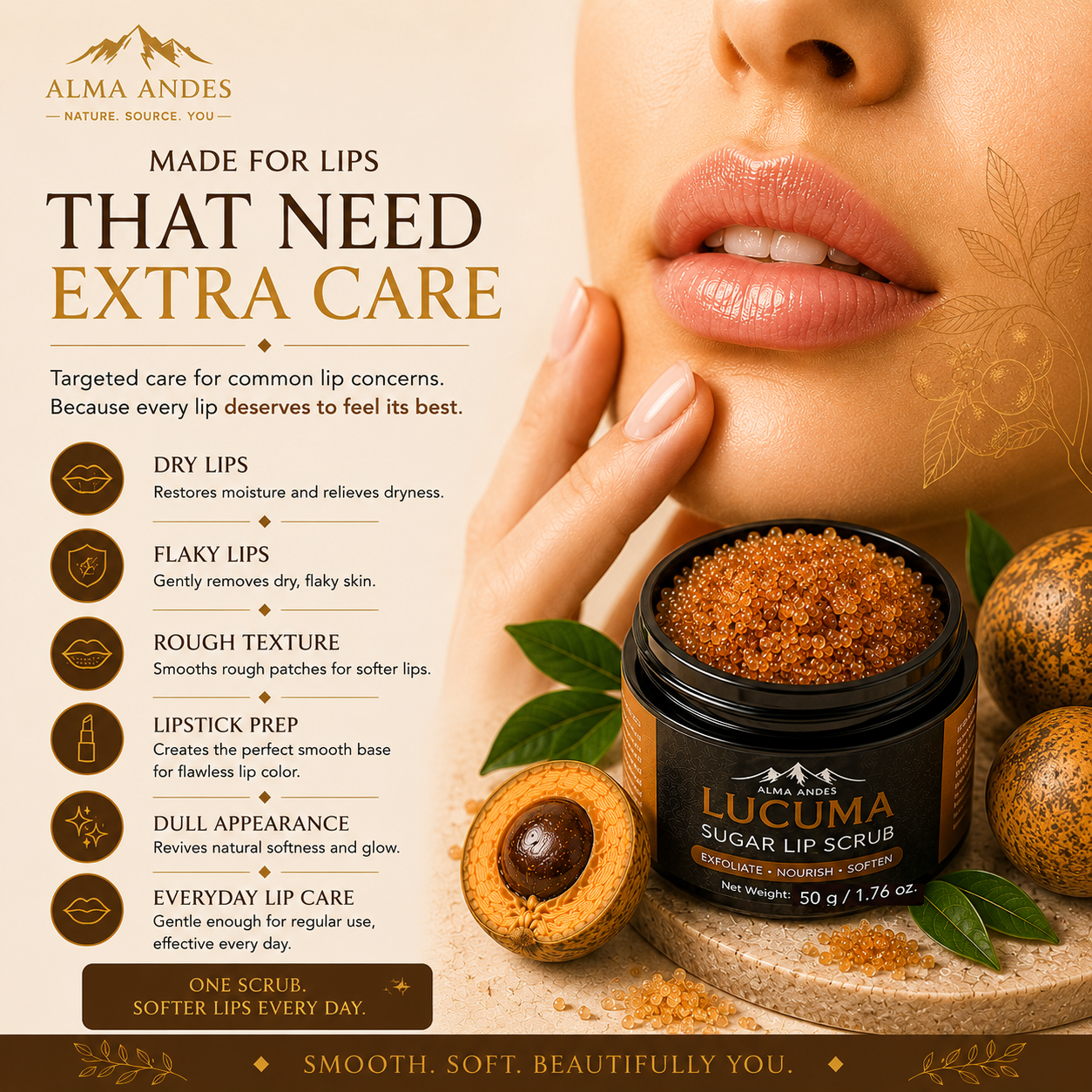 Natural Lip Scrub with High Collagen of Lucuma Fruit - Slide 5