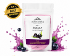 Alma Andes superfood package with acai berries and splash effects on a white background