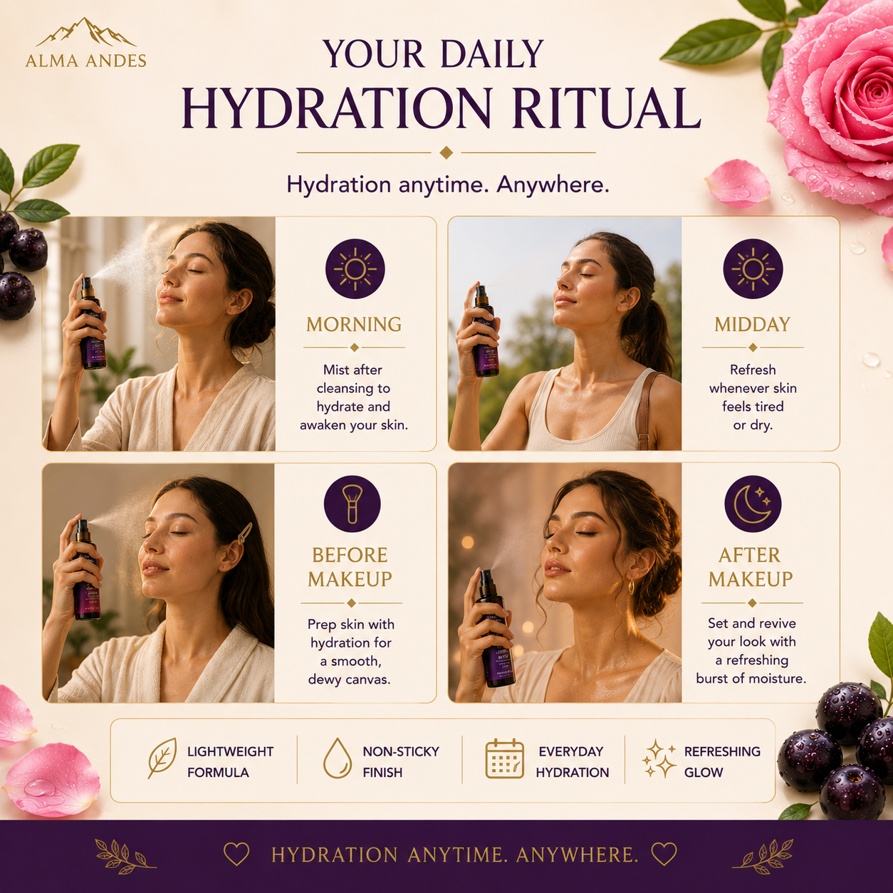Face Mist with Rose & Açaí Berry- Anti-Oxidant & Hydrating - Slide 6
