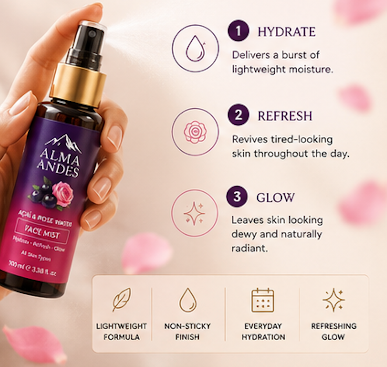 Face Mist with Rose & Açaí Berry- Anti-Oxidant & Hydrating - Slide 7