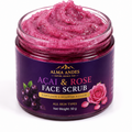 Jar of Acai & Rose Face Scrub with visible brand name on a white background
