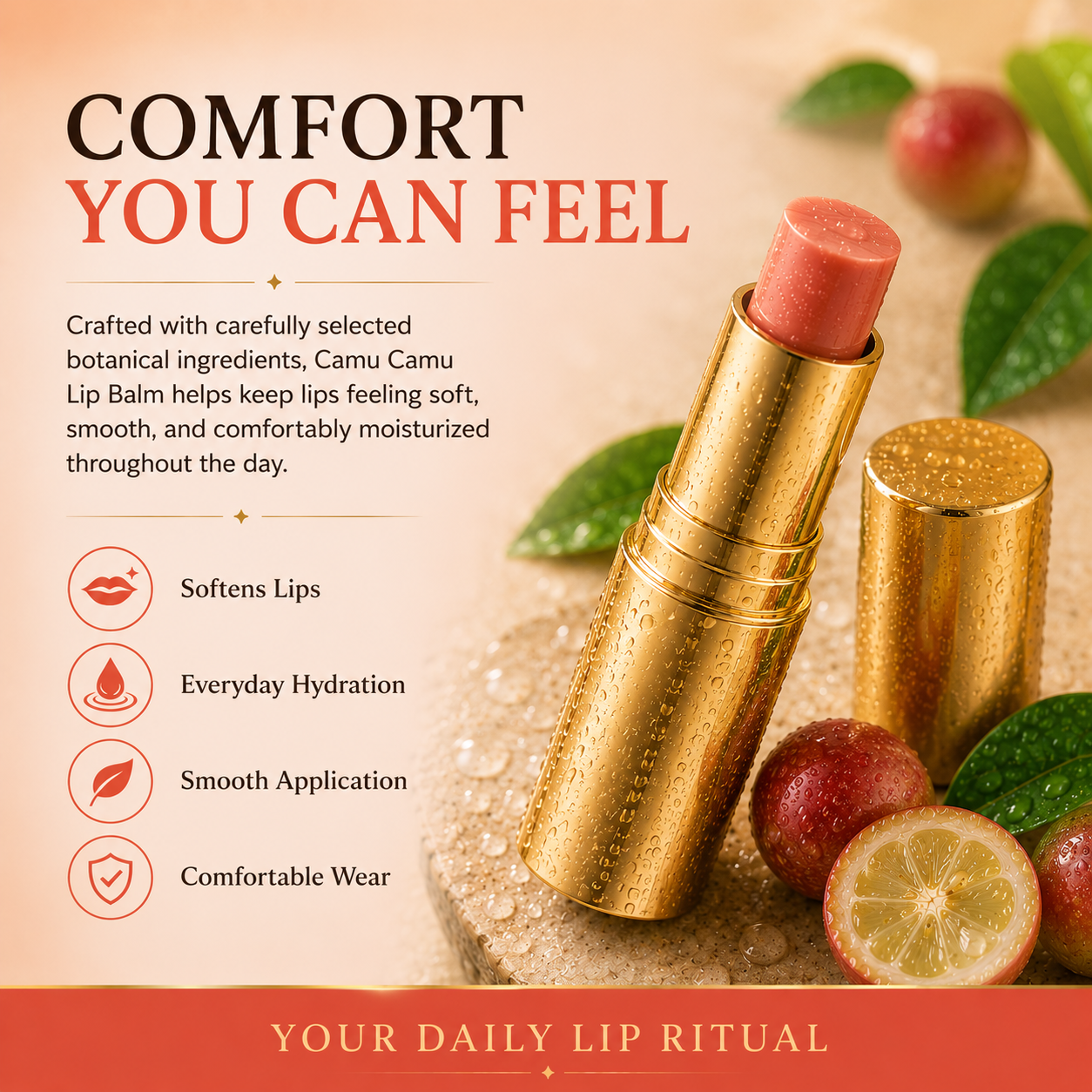 Highest Vitam C Lip Balm for Dry Lips with Camu Camu Fruit - Slide 5