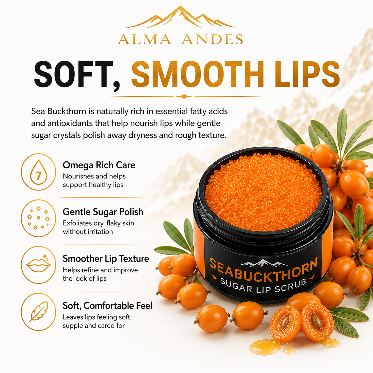Natural Vitamin C Lip Scrub with Seabuckthorn Fruit - Slide 5