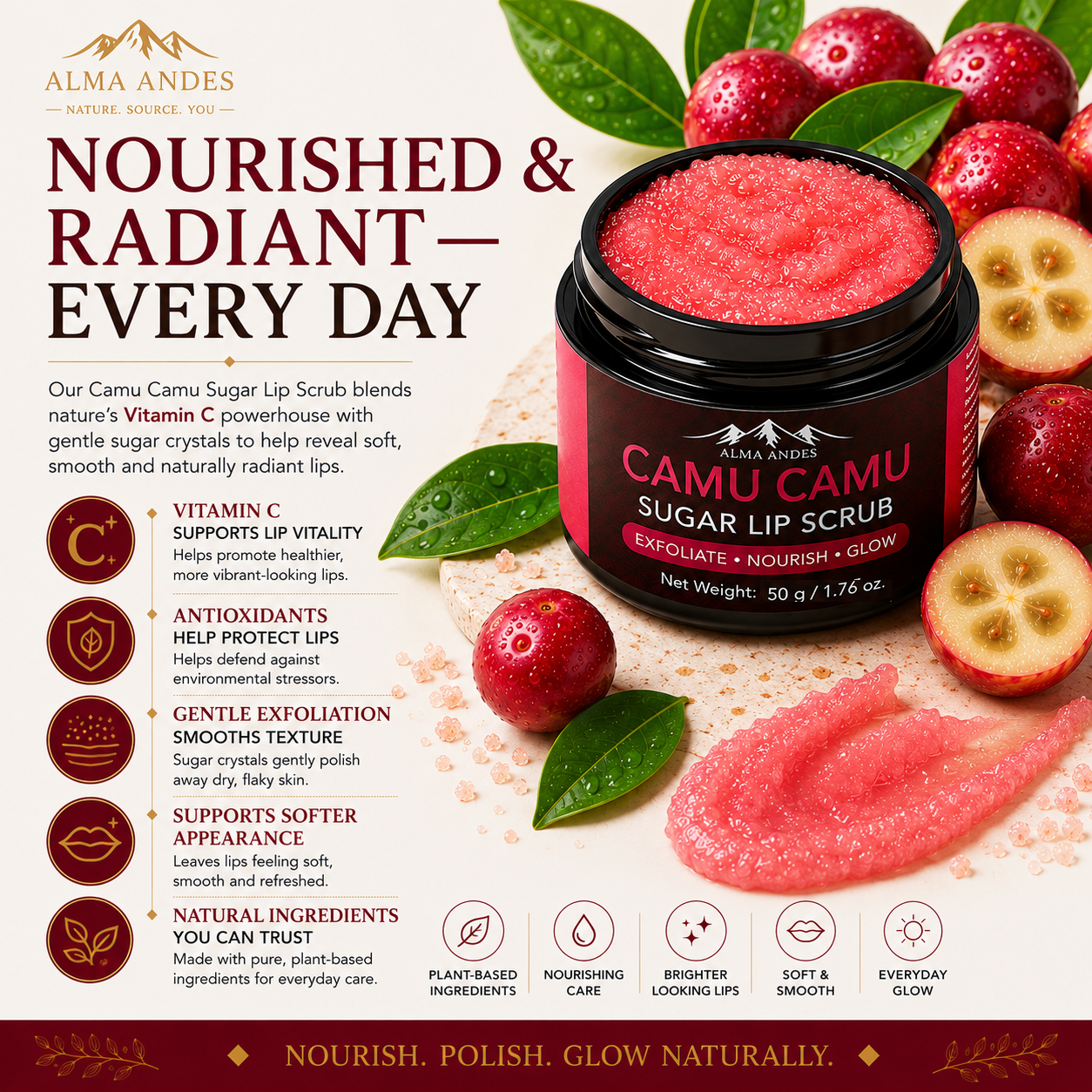 Natural Vitamin C  Lip Scrub with Camu Camu - Slide 7