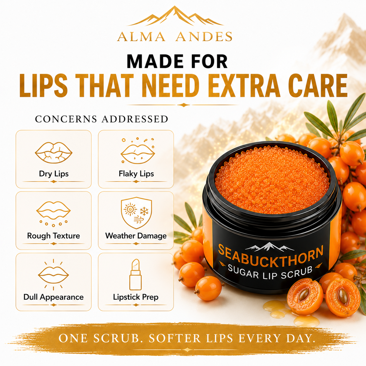 Natural Vitamin C Lip Scrub with Seabuckthorn Fruit - Slide 7