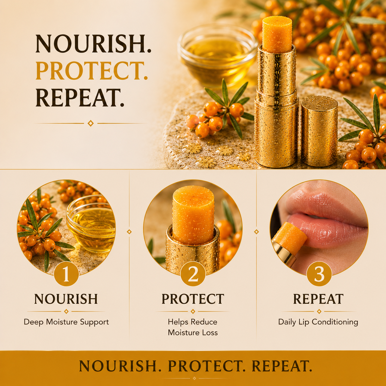 Lip Balm For Dry Lips with Vitamin C of Sea Buckthorn - Slide 4