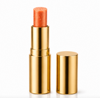 Lipstick with gold casing on a white background