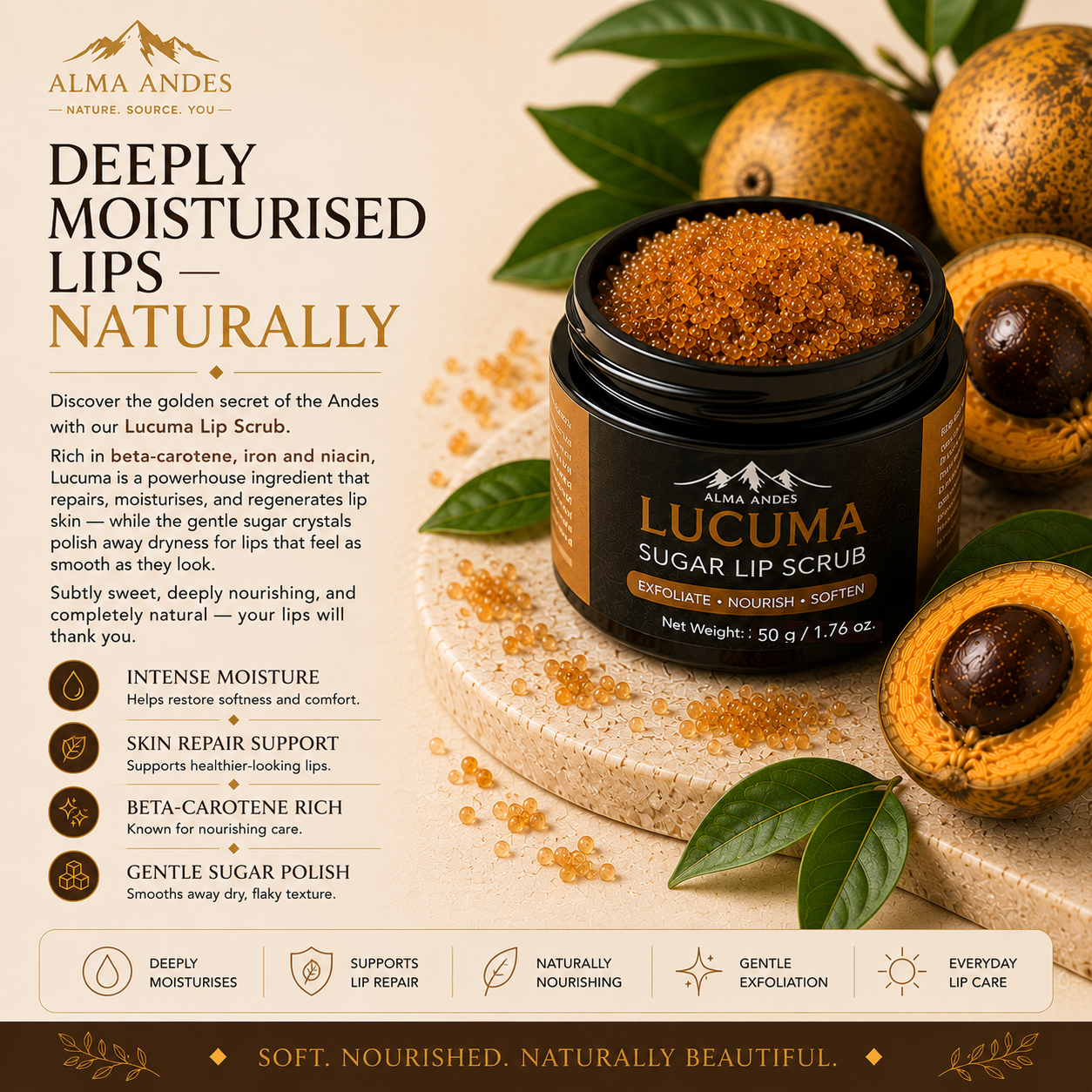 Natural Lip Scrub with High Collagen of Lucuma Fruit - Slide 6