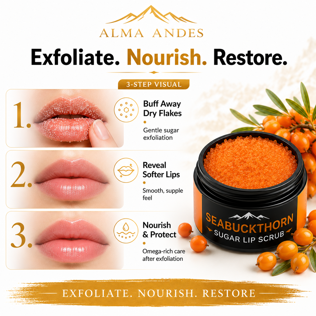 Natural Vitamin C Lip Scrub with Seabuckthorn Fruit - Slide 4